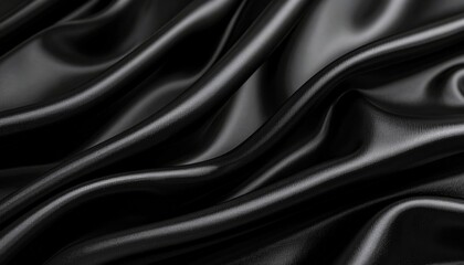 Obraz premium Closeup View Of Black Satin Fabric Drape