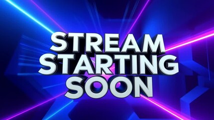 Stream Starting Soon: A visually captivating stream starting soon announcement with vibrant neon streaks, creating an exciting atmosphere for viewers, preparing them for upcoming live content. 