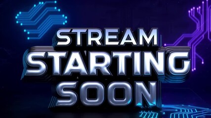Stream Starting Soon - Digital Interface Design: A futuristic digital display announcing the imminent commencement of a live stream, showcasing vibrant technological elements.