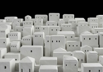 A meticulously crafted scene of a miniature white town