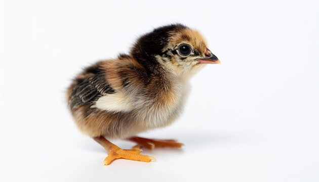 Brown and black chickling on white background