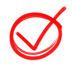 Checklist hand drawn red sign. Checklist brush drawn highlight marker. Hand drawn vector illustration.