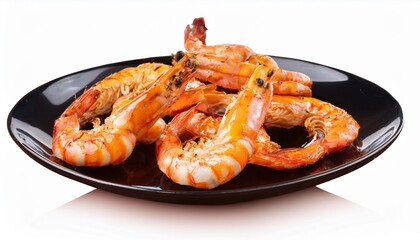 Grilled shrimp on black plate