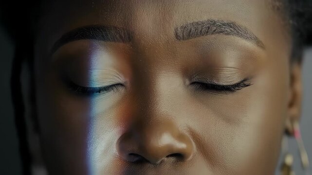 Woman portrait with colorful light projection