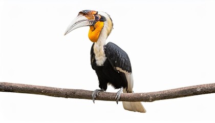 Rufous-necked hornbill on branch