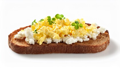 Scrambled eggs and cottage cheese toast