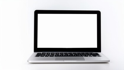 Silver laptop with blank screen
