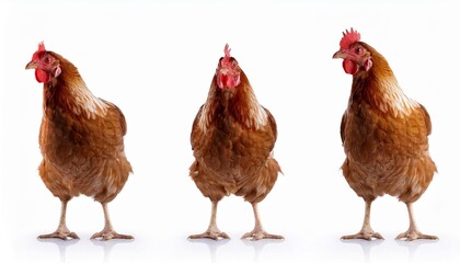 Fototapeta premium Three brown hens