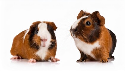 Two brown and white guinea pigs
