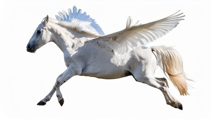 Fototapeta premium White horse in flight with wings