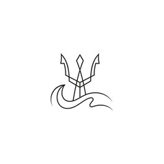 abstract trident logo with waves in line art design style