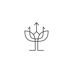 abstract trident logo with outline line art design style
