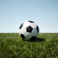 Fototapeta premium classic black and white soccer ball on a green field