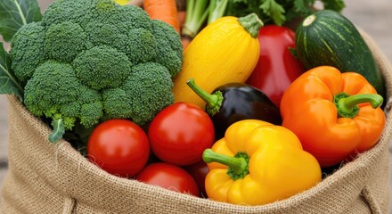Fresh Produce in Burlap Bag