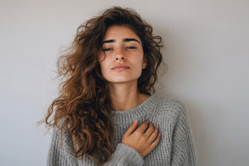 single individual is demonstrating apologetic gesture expressing remorse through body language