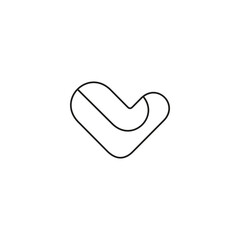 abstract love heart logo icon with minimalist linear design style