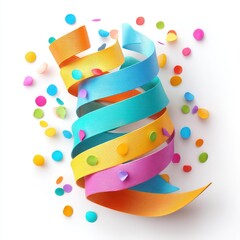 Vibrant spiral ribbon and confetti bring a touch of joy to your celebrations. Perfect for any festive occasion