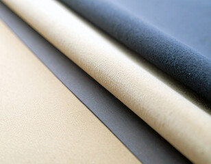 Three different colored pieces of leather are stacked on top of each other