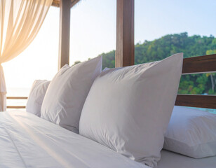 Comfortable Outdoor Bed Overlooking Scenic Tropical Landscape