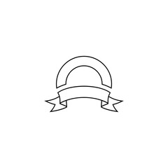 ribbon frame logo template with line art design style