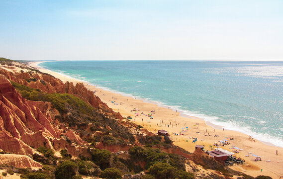 Portuguese beach Praia da Gale seen from the cliffs above