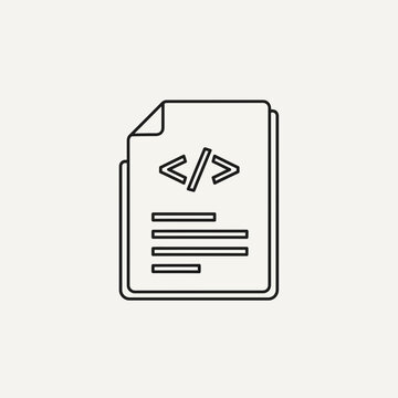Modern coding document icon representing software development and technology solutions, ideal for digital design and web applications