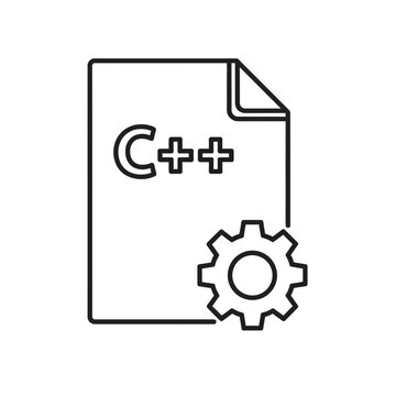 Unlock powerful programming with C++ code and gear icon symbolizing development and optimization, perfect for tech innovation.