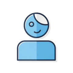 Naklejka premium Blue user profile icon with a friendly smile and a white hair patch. PNG Transparent Background