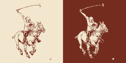 Obraz premium Equestrian Polo Sport Vector Illustration