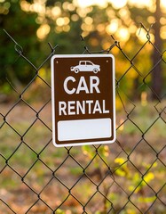 Car rental sign on a fence