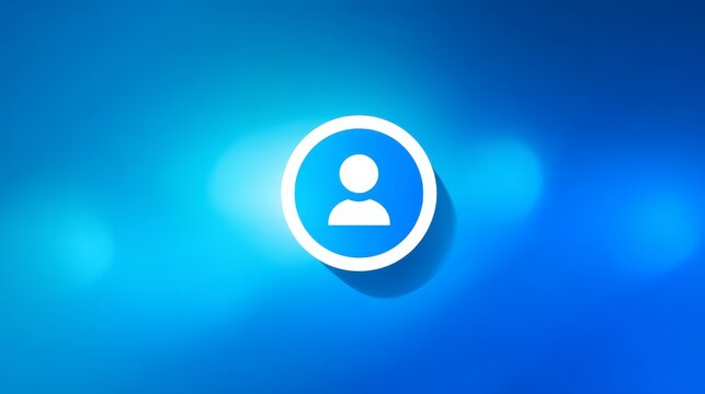 User Account Icon on Blue Background.