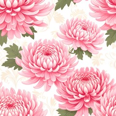 Delicate Pink Chrysanthemum Pattern