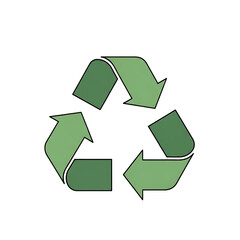 Obraz premium Handdrawn green recycling symbol with textured twotone arrows and a black outline. PNG Transparent Background