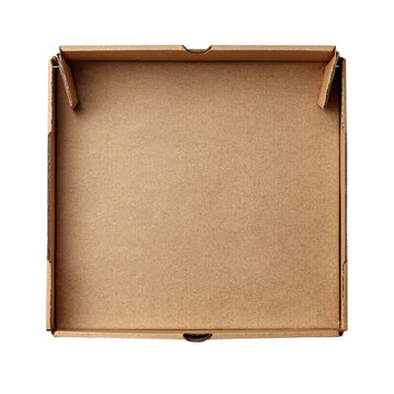 Empty Pizza Box: A detailed, high-angle shot reveals an empty pizza box, its cardboard surface a testament to a consumed meal and the anticipation of enjoyment.