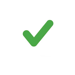 Simple green checkmark icon with rounded edges and a soft grey drop shadow. PNG Transparent Background