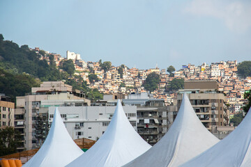 Rocinha favela seen from the Jardim Botanico neighborhood in Rio de Janeiro.