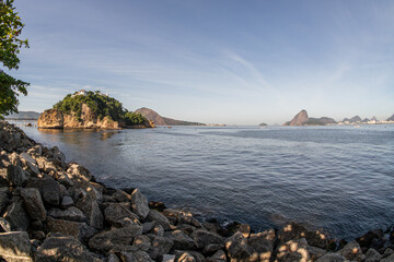 view of the red beach of niteroi in Rio de Janeiro.