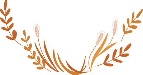 Floral Branches with Wheat Stalks Frame