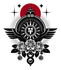 Obraz premium Intricate Abstract Illustration Featuring Floral Design and Geometry