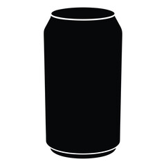 Black silhouette of a beverage can on a white background drink soda