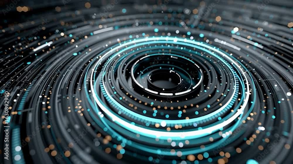 Wall mural abstract digital circuit board with glowing energy core. perfect for projects related to technology,