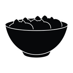 Black silhouette of a bowl filled with food white