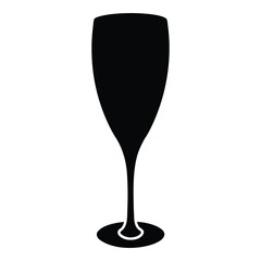 Black silhouette of a champagne flute glass on white background drinkware black and white