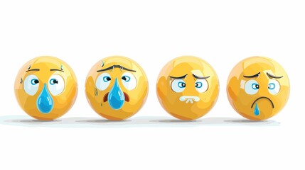 Four distressed yellow emoji faces showing tears and sweat, conveying sadness and anxiety