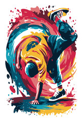 Dynamic Abstract Illustration of a Breakdancer in Vibrant Colors