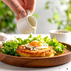 Dish with egg and sauce