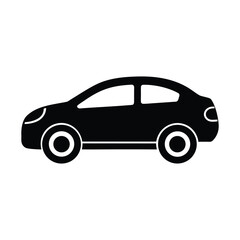 Black silhouette of a sedan car on a white background vector