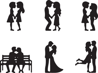 Couples in loving embrace, romance and connection captured in silhouette