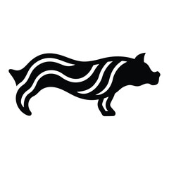 Black silhouette of a stylized wild boar with wavy stripes on its back animal
