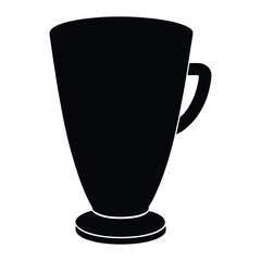 Black silhouette of a tall stemmed glass with a handle on white background vector
